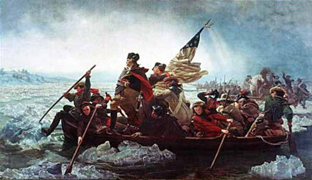 George Washington steekt de Delaware rivier over